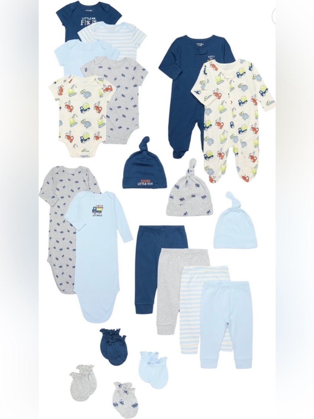 •NIP•Garanimals Baby Boy Cotton Layette 20 Piece Gift Set 0-3M ‘Trucks Multi’